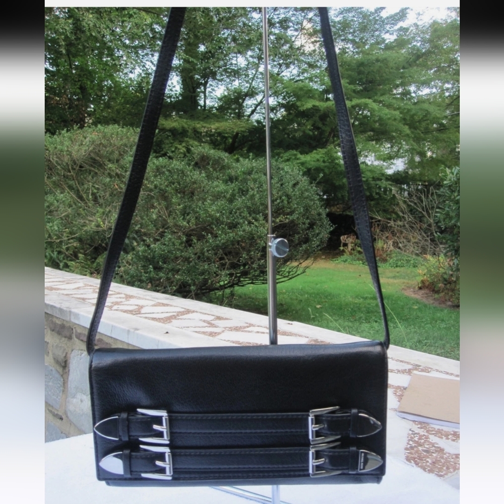 Michael Michael Kors Robin Black Leather Shoulder Bag Or Clutch